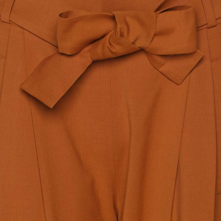 Pre Owned  Oscar de la Renta Brown Cupro Palazzo Pants S