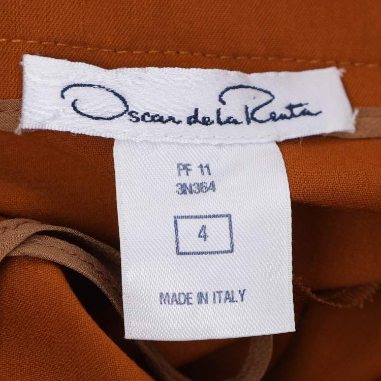 Pre Owned  Oscar de la Renta Brown Cupro Palazzo Pants S