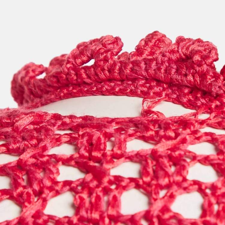 Pre Owned Oscar de la Renta Pink Crochet Sheer Top S