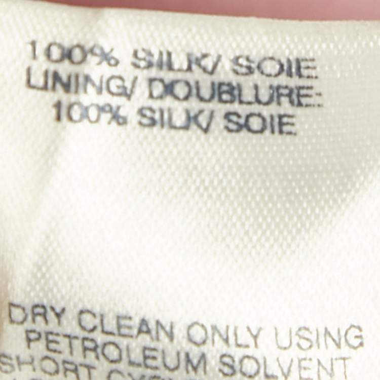 Pre Owned Oscar de la Renta Beige Watercolor Printed Silk Maxi Dress M