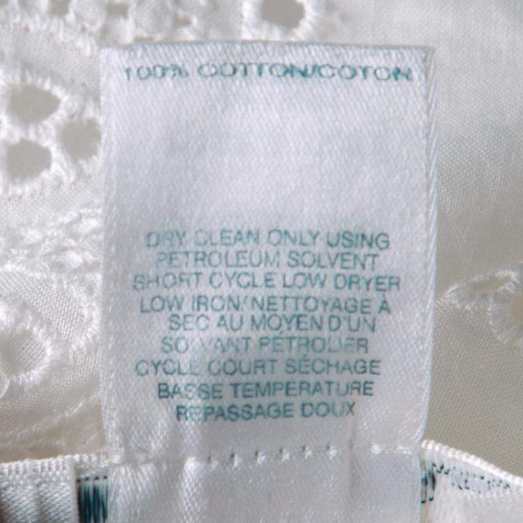 مملوكة مسبقًا Oscar De La Renta White Broderie Anglaise Long Sleeve Blouse M