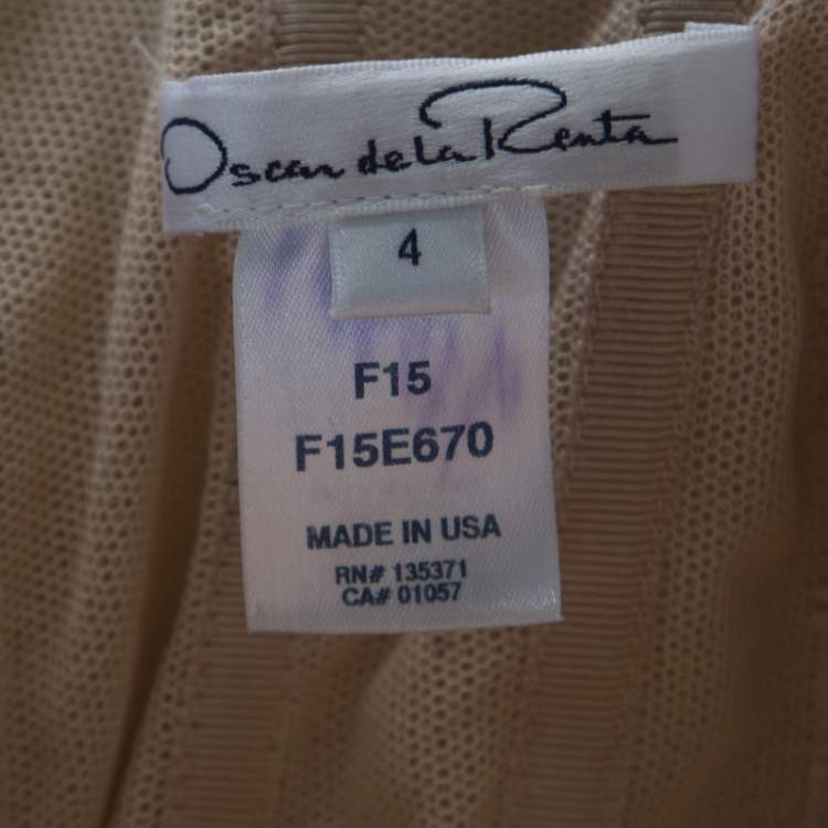 Pre Owned Oscar de la Renta Matte Gold Sequin Embellished Strapless Mini Dress S