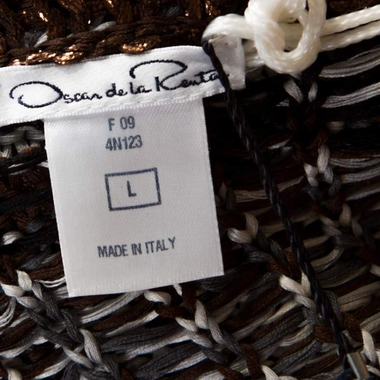 مملوكة مسبقًا Oscar de la Renta Brown & Bronze Silk Knit Cardigan L 