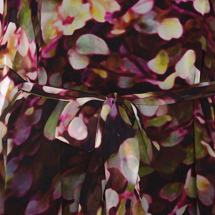Pre Owned Oscar de la Renta Multicolor Printed Silk Crepe Kaftan M