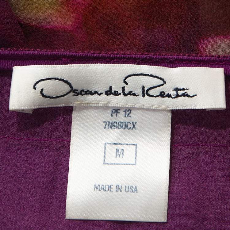 Pre Owned Oscar de la Renta Multicolor Printed Silk Crepe Kaftan M