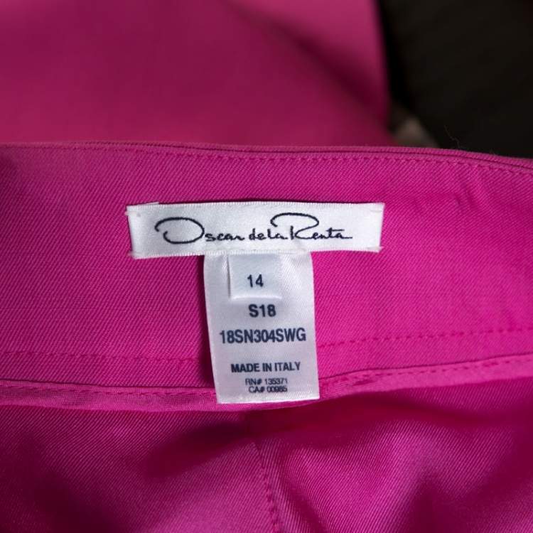 Pre Owned Oscar de la Renta Pink Stretch Wool Belted Culottes XL