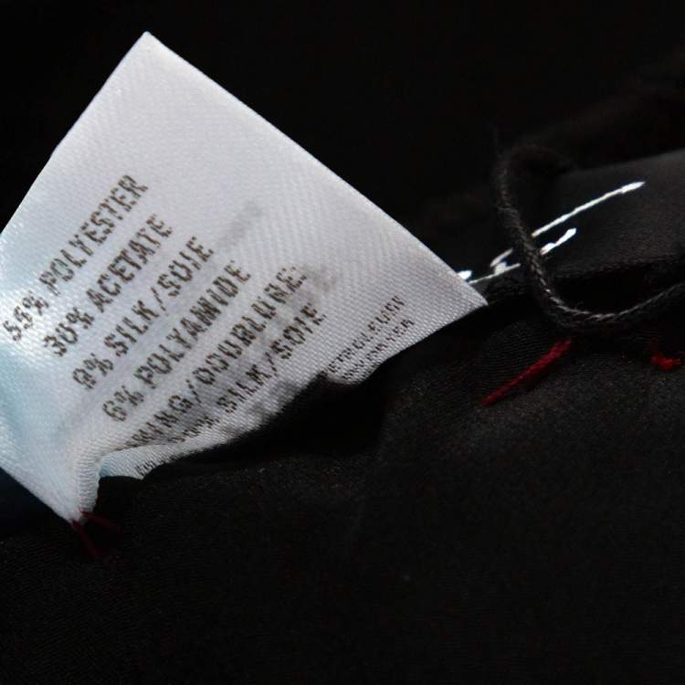 Pre Owned Oscar De La Renta Black Tufted Rose Fil Coupé Gown XL 