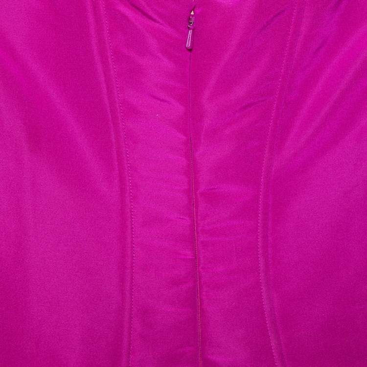 Pre Owned Oscar de la Renta Pink Silk Sleeveless Evening Gown S