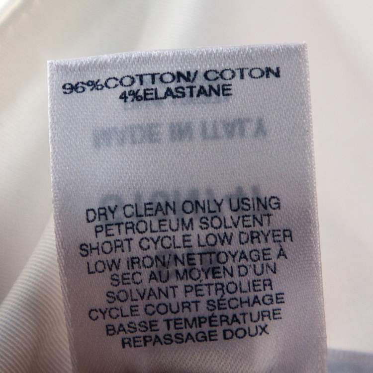 Pre Owned Oscar de la Renta White Stretch Cotton Puff Sleeve Blouse XXL