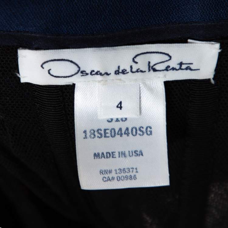 مملوكة مسبقًا Oscar de la Renta Midnight Blue Silk Sequin Embellished Strapless Gown S