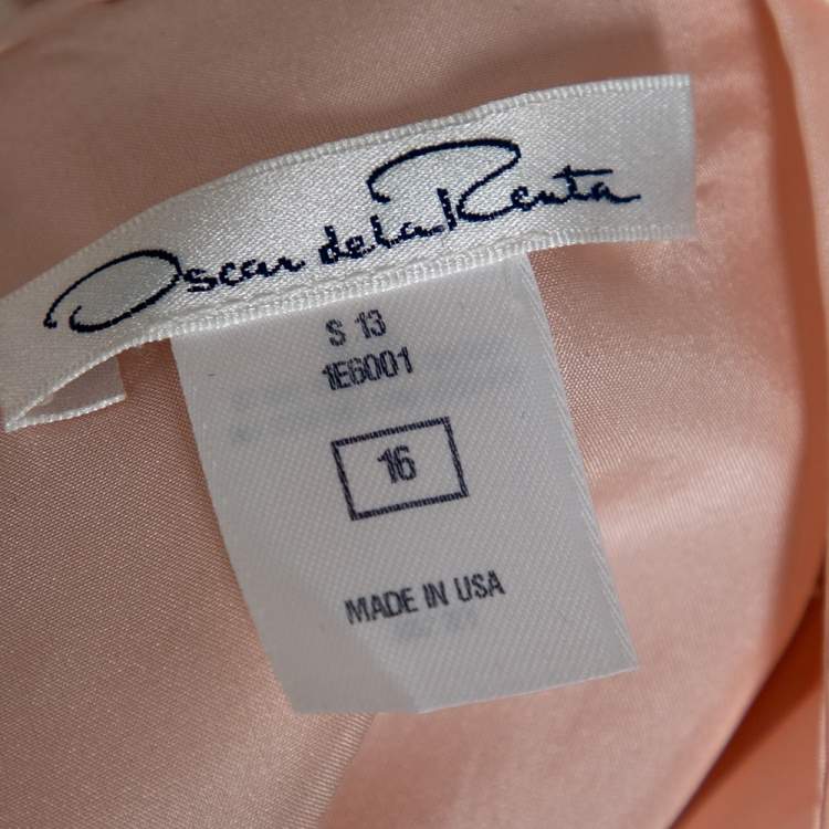 Pre Owned Oscar de la Renta Pale Pink Organza Silk Embroidered Sleeveless Dress XL