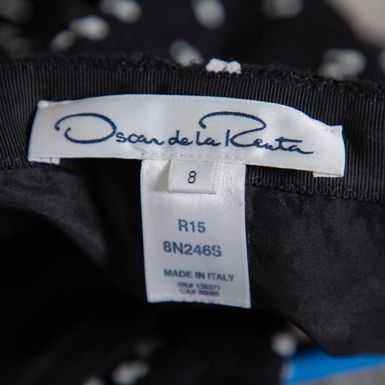 Pre Owned Oscar de la Renta Monochrome Tweed Fitted Short Skirt M
