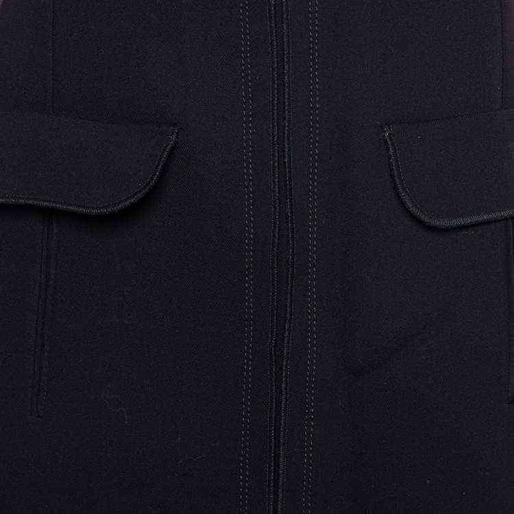 Pre Owned Oscar de la Renta Black Wool Paneled Short Skirt M