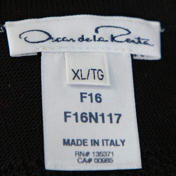 مملوكة مسبقًا Oscar de la Renta Black Silk Knit Ruffle Trim Detail Sheath Dress XL
