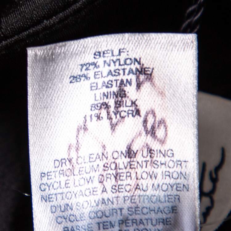 Pre Owned Oscar de la Renta Black Knit Draped Detail Collarless Button Front Blazer XL