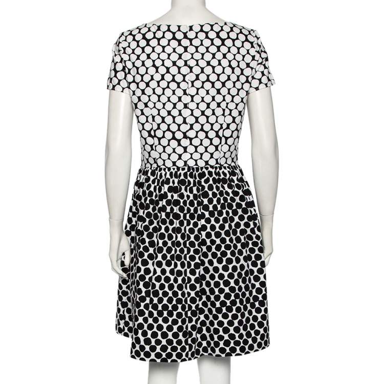 مملوكة مسبقًا Oscar de la Renta Polka Dotted Cotton Poplin Dress M 