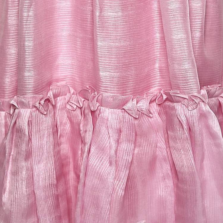 Pre Owned Oscar de la Renta Pink Silk Sleeveless Flared Mini Dress M