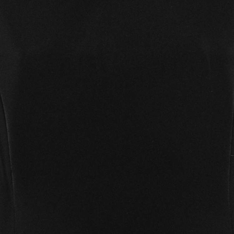 Pre Owned Oscar de la Renta Black Neoprene  Laser Cut Patterned Dress L 