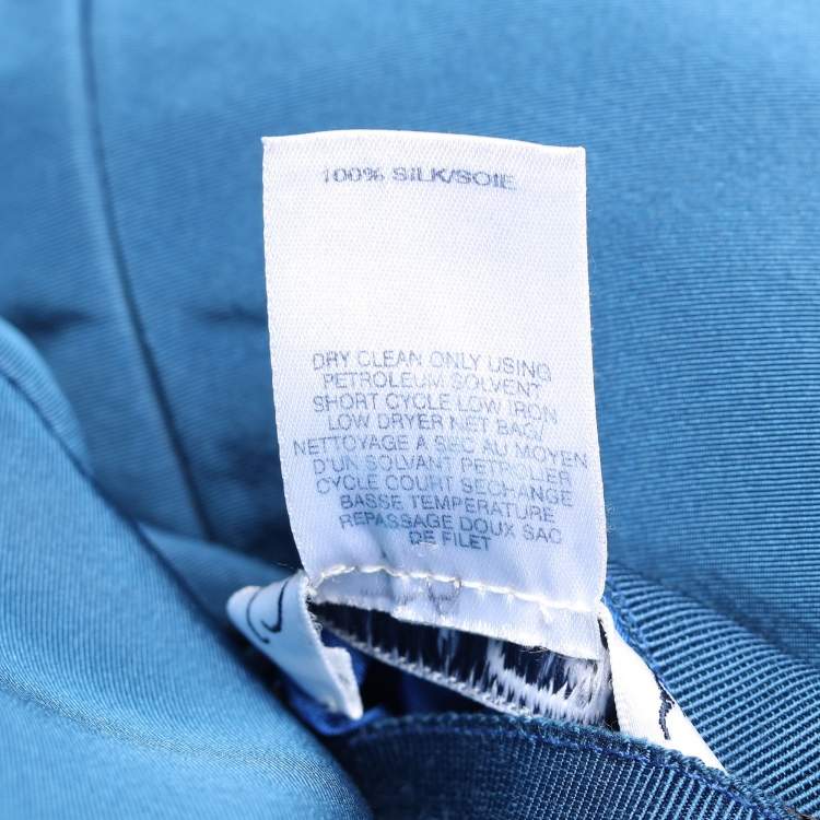 Pre Owned Oscar de la Renta Blue Silk Pencil Skirt M
