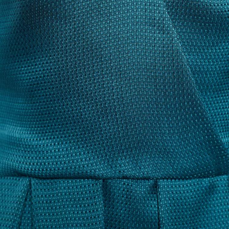 مملوكة مسبقًا Oscar de la Renta Teal Blue Basket Weave Cocktail Dress M