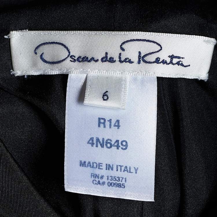 Pre Owned Oscar de la Renta Black Silk Tiered Sleeveless Dress M