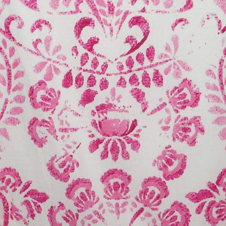 مملوكة مسبقًا Oscar de la Renta Pink Floral Batik Print Cotton Dress XS