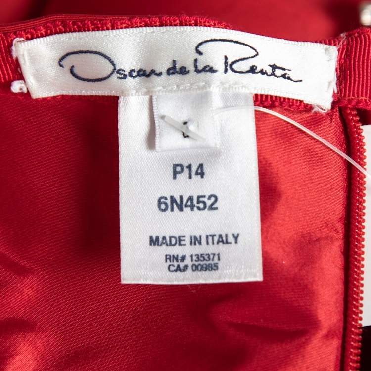 Pre Owned Oscar de la Renta Red Silk Faille Maxi Skirt M