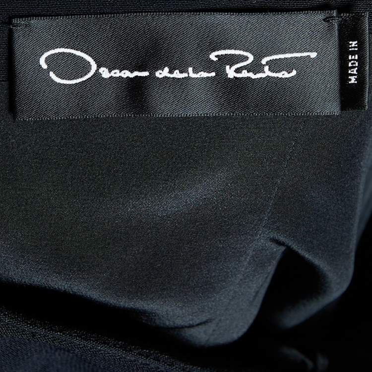 Pre Owned Oscar de la Renta Black Crepe & Lace Bow Back Cady Gown M