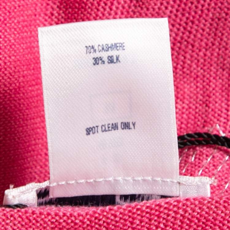 Pre Owned Oscar de la Renta Pink Embellished Cashmere and Silk Knit Button Front Cardigan M