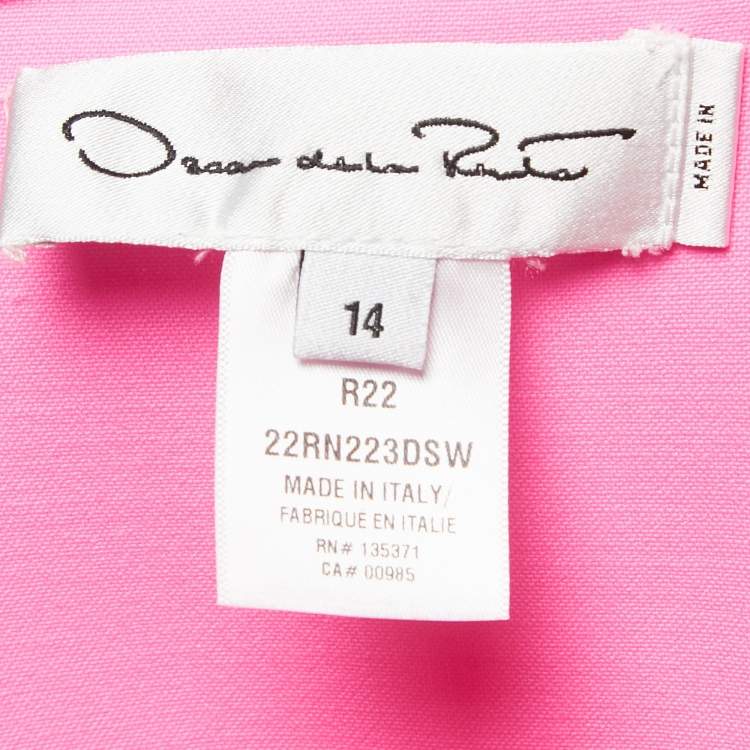 Pre Owned Oscar de la Renta Pink Wool Bow-detail Pleated Sleeveless Mini Dress XL