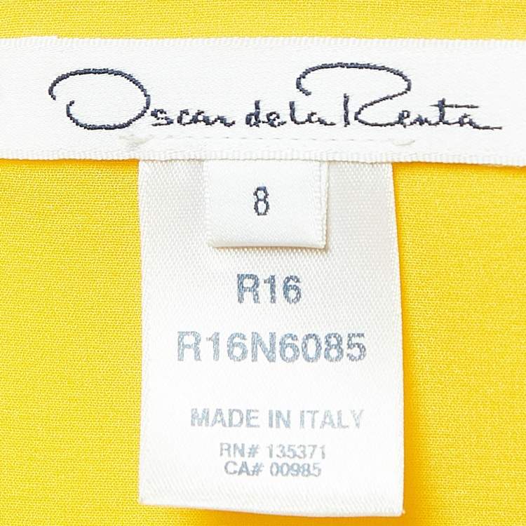 Pre Owned Oscar de la Renta Yellow Cotton Sleeveless Midi Dress M