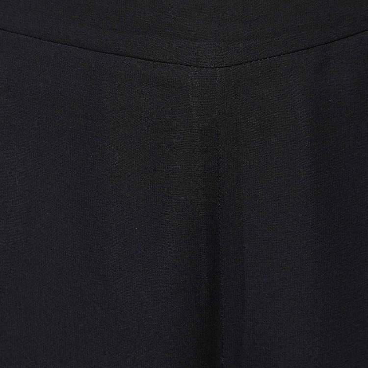 Pre Owned Oscar de la Renta Black Silk Chiffon Wide Leg Trousers S