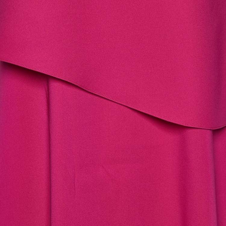 Pre Owned Oscar de la Renta Pink Silk Crepe Draped Gown S