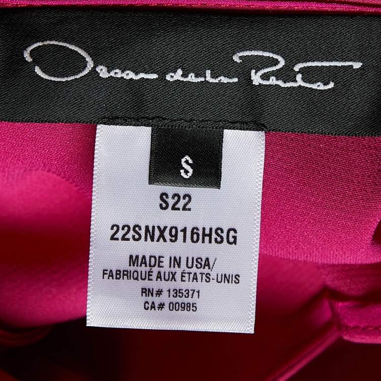 Pre Owned Oscar de la Renta Pink Silk Crepe Draped Gown S