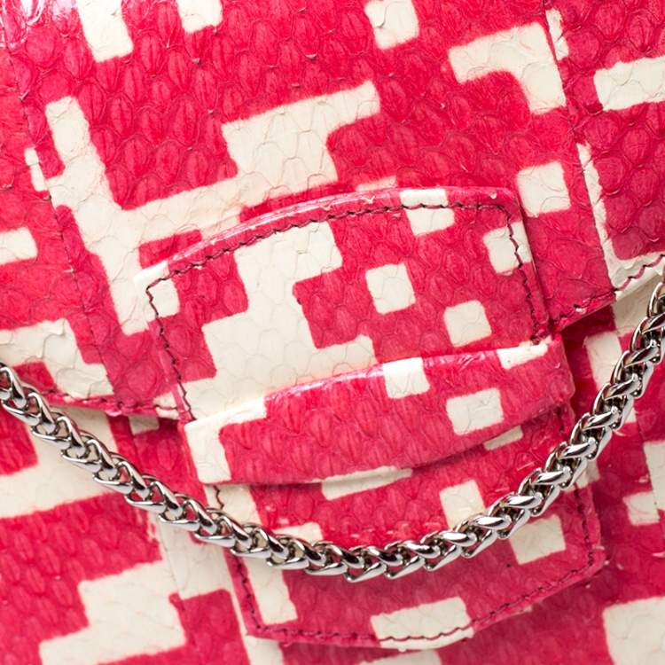 Pre Owned Oscar de la Renta Red Leather Flat Envelope Clutch