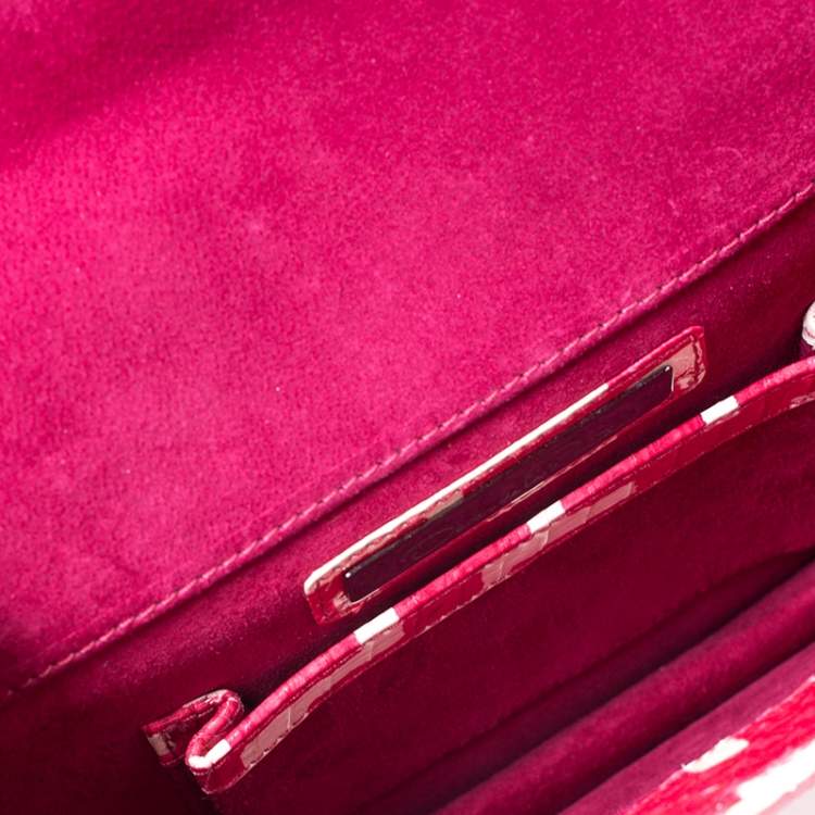 Pre Owned Oscar de la Renta Red Leather Flat Envelope Clutch