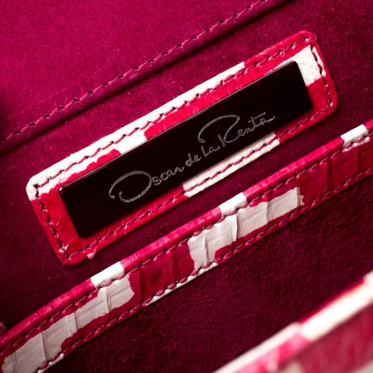 Pre Owned Oscar de la Renta Red Leather Flat Envelope Clutch