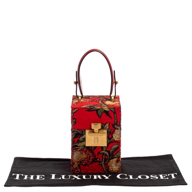 Pre Owned Oscar de la Renta Multicolor  Floral Print Fabric and Leather Alibi Box Bag