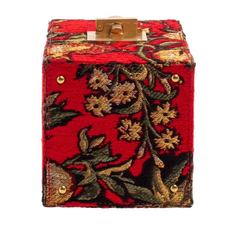Pre Owned Oscar de la Renta Multicolor  Floral Print Fabric and Leather Alibi Box Bag