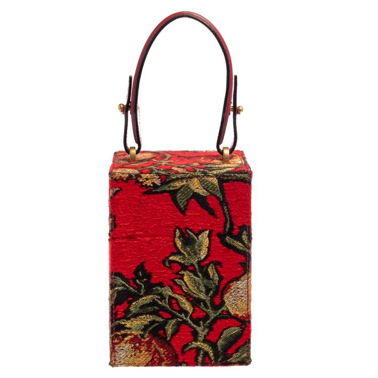 Pre Owned Oscar de la Renta Multicolor  Floral Print Fabric and Leather Alibi Box Bag