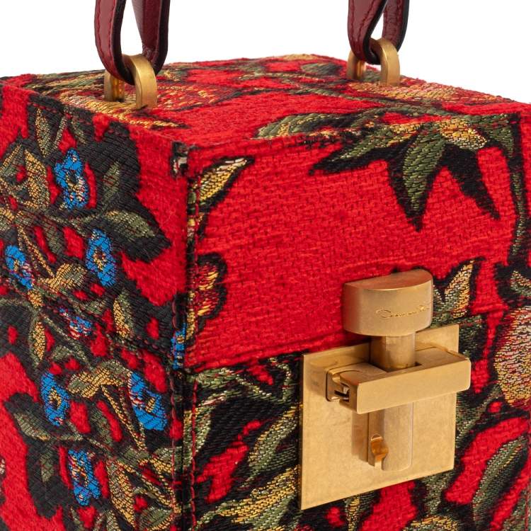 Pre Owned Oscar de la Renta Multicolor  Floral Print Fabric and Leather Alibi Box Bag