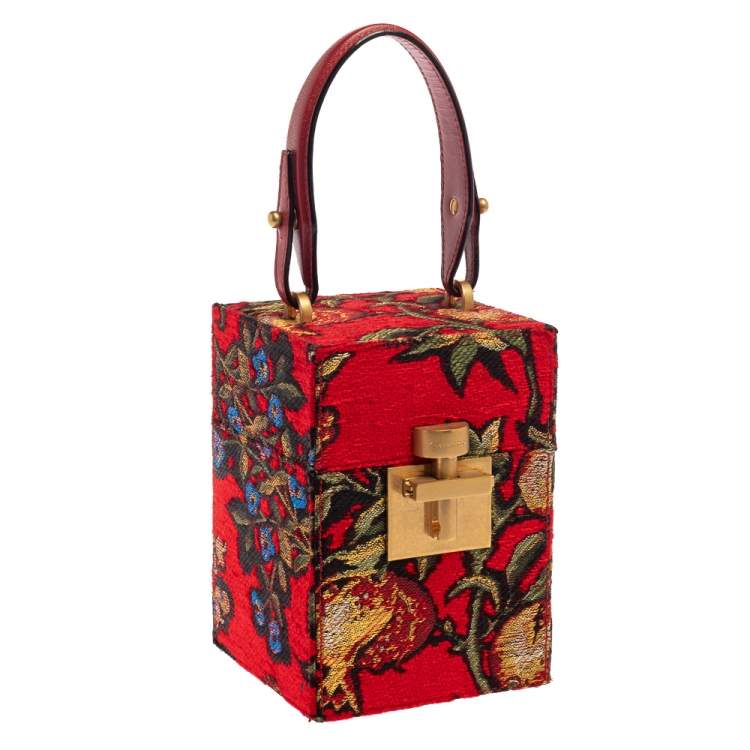 Pre Owned Oscar de la Renta Multicolor  Floral Print Fabric and Leather Alibi Box Bag