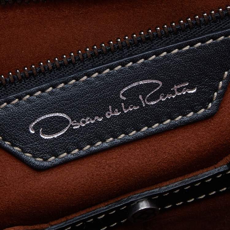 Pre Owned Oscar de la Renta Red/Peach Leather Top Handle Bag