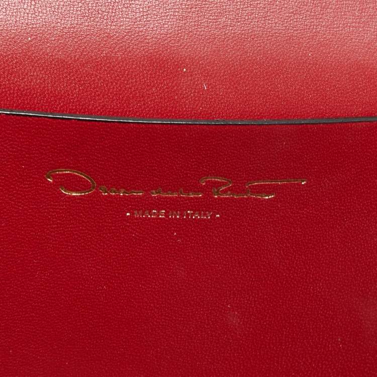 Pre Owned Oscar de La Renta Multicolor Floral Print Leather Tro Flap Shoulder Bag