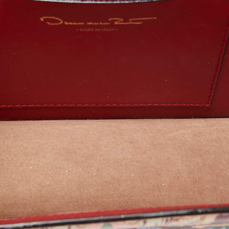 Pre Owned Oscar de La Renta Multicolor Floral Print Leather Tro Flap Shoulder Bag
