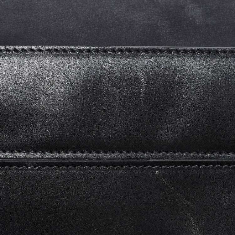 مملوكة مسبقًا Oscar de la Renta Green/Black Leather Flap Shoulder Bag