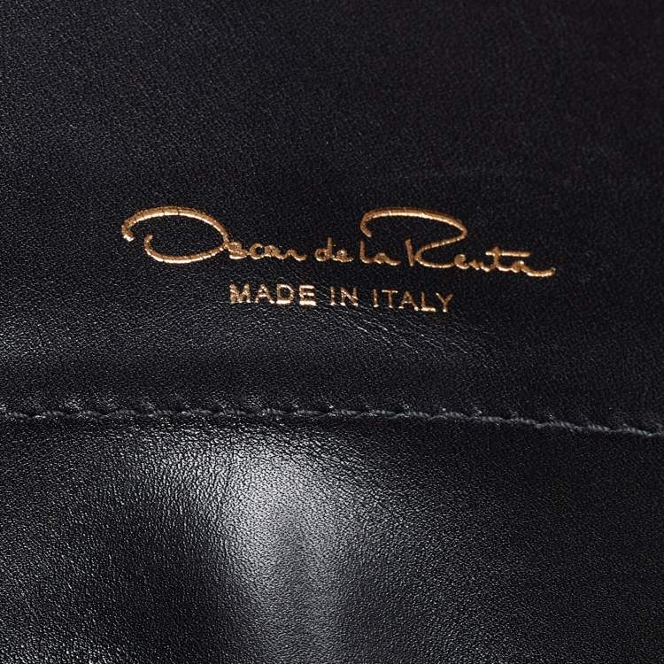 مملوكة مسبقًا Oscar de la Renta Green/Black Leather Flap Shoulder Bag