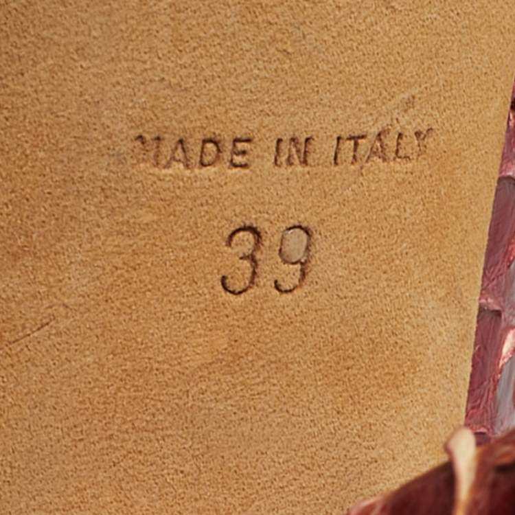 Pre Owned Oscar de la Renta Size 39 Tricolor Python Leather Platform Peep Toe Pumps