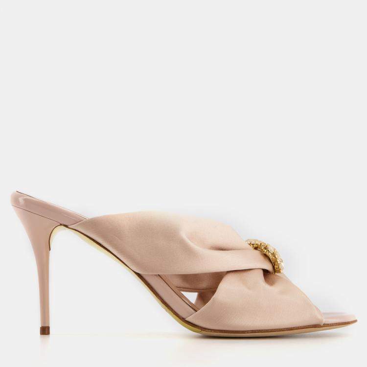 Oscar De La Renta Pale Pink Satin Mules EU 39 Oscar de la Renta The Luxury Closet