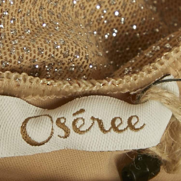 Pre Owned Oséree Beige Lurex Jersey Scoop Neck Swimsuit M